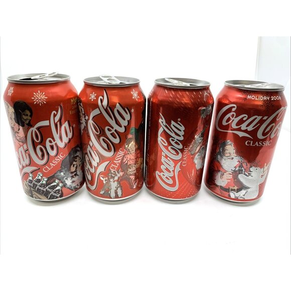 7 Empty Vintage Coca-Cola Classic Holiday Cans 2000 2002 2004 2006 2007 2008 '09 - Picture 5 of 8